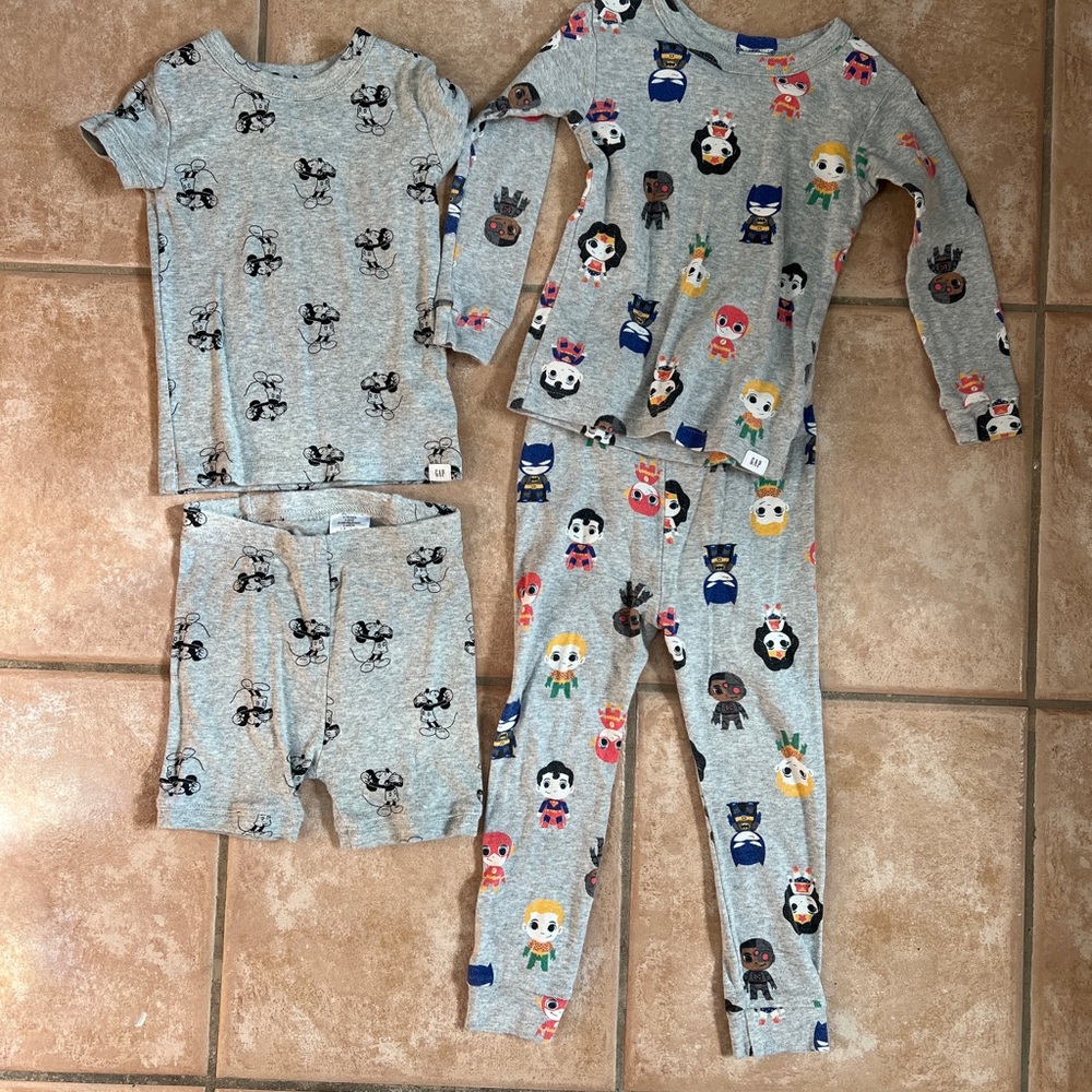 GAP Kids Disney Mickey Mouse and DC superheroes pajamas